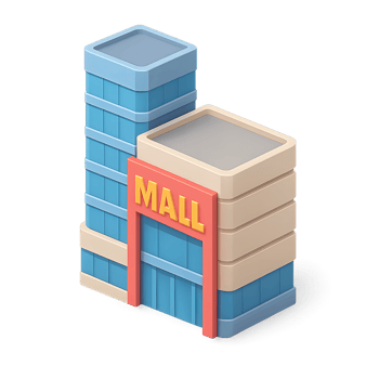 3D Cartoon Retail Building Illustration png