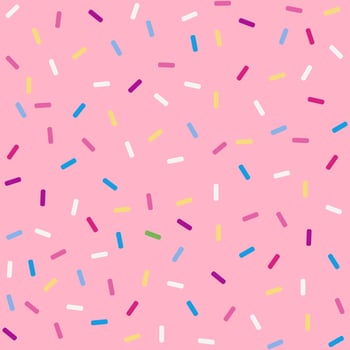 Donut sprinkles confetti retro sweet candy background. Cute pink dessert decoration colorful sprinkle elements. Birthday party vector