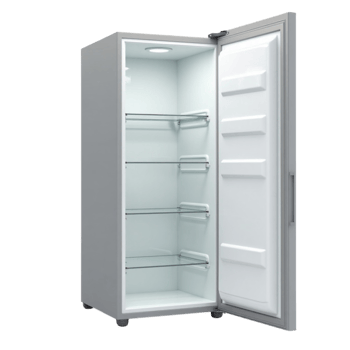 Modern Household Refrigerator with Open Door and Empty Interior Isolated on Black Background This is a file with a transparent background png