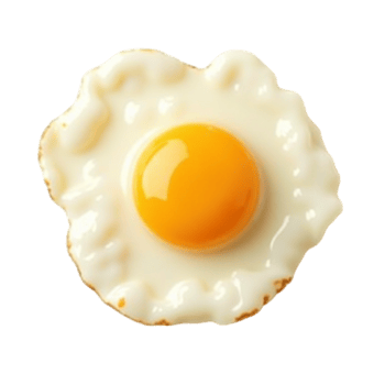 Perfectly cooked sunny-side up fried egg isolated with transparent background file png