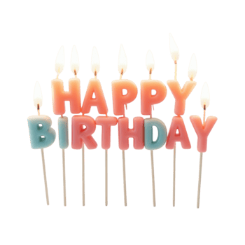 Pastel Colored Lit Happy Birthday Candles Isolated on Transparent Background png