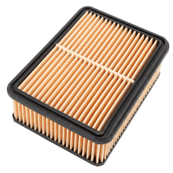 New rectangular automotive engine air filter element isolated on black background maintenance part replacement png