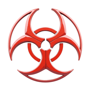 Shiny Red 3D Biohazard Symbol Warning Sign Graphic Element for Danger Alert png