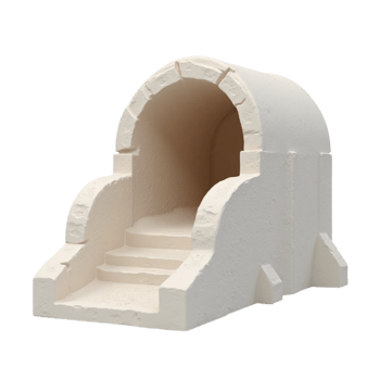 Small White Architectural Model with Archway and Steps Isolated on Transparent Background png
