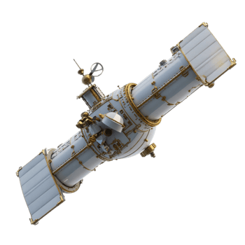 Steampunk style space satellite render transparent background png