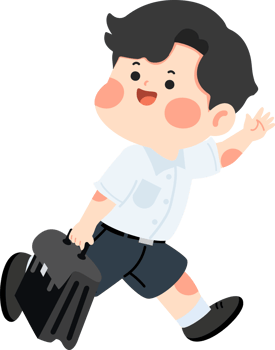 A boy with a suitcase running png