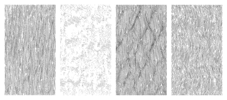 Curved line pattern elements on transparent background Minimal wavy abstract motion distortion decorative design retro modern style editable black white texture pack vector