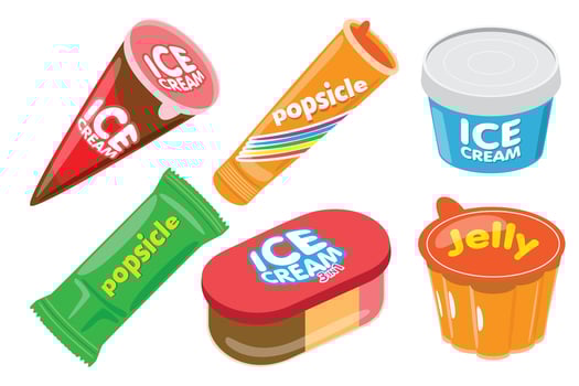 Colorful Ice Cream and Popsicle Packaging Set vector