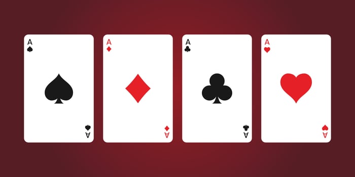 Casino poker cards. aces of all four suits, diamonds, spades, hearts, clubs. illustration. vector