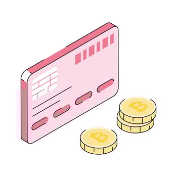 Check out this isometric icon of bitcoin card payment vector