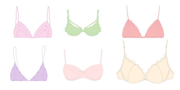 Feminine Underwear Line Art Delicate Lace Bra Drawing vector