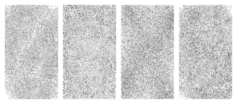 Grain noise texture set hand drawn ink dot patterns retro rough surface overlay pack on transparent background abstract halftone textures isolated for design vector