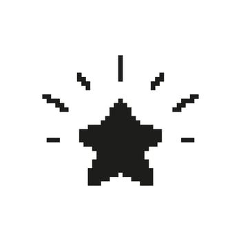 Pixelated Star With Sparkles Icon. Achievement, Success, And Reward Symbol. Retro Gaming And Digital Art Style. Isolated Illustration vector