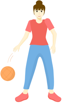 Woman maintain their health by playing basketball png