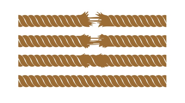 illustration of the process of a broken rope on a white background vector