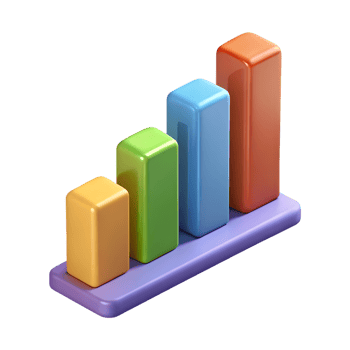 Colorful 3D Business Growth Bars on Transparent Background png