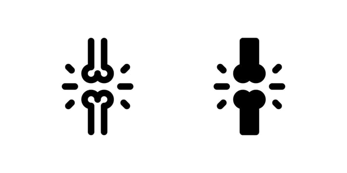 Bone Icon Set. A black glyph and outline icon of a bone, representing skeletal health or anatomy. vector