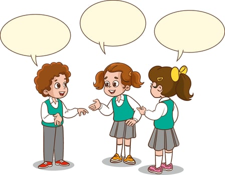 cute student group chatting vector