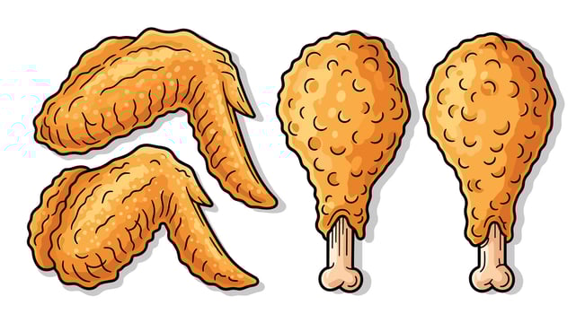 Crispy Golden Fried Chicken Wings and Drumsticks Deliciousness for a Quick Meal vector