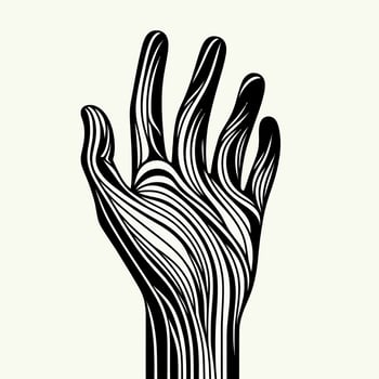 a hand with a black and white design vector