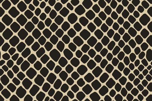 Seamless snake skin pattern with regular black scales on beige background vector