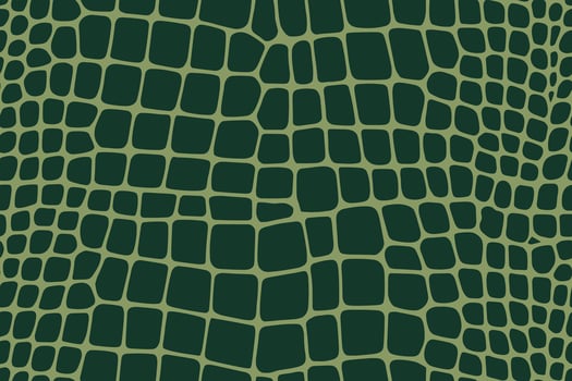 Seamless crocodile skin pattern with irregular dark green scales on light green background vector