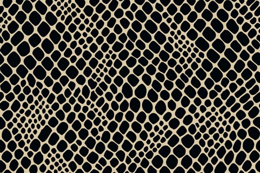 Seamless snake skin pattern with dense black scales on beige background vector
