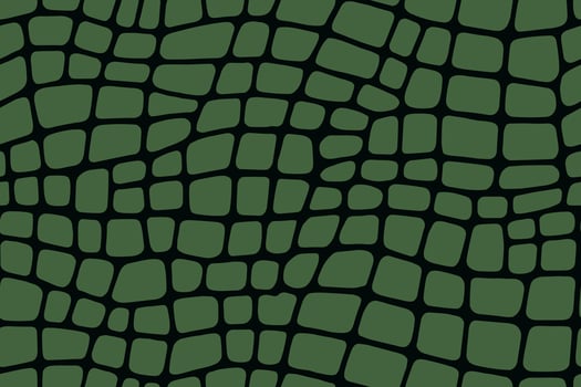 Seamless crocodile skin pattern with dark green irregular scales on green background vector