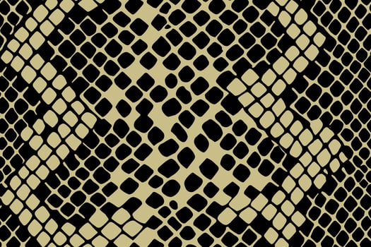 Seamless snake skin pattern with black scales on beige background vector
