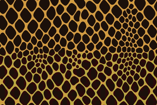 Seamless python skin pattern with large black scales on orange background vector