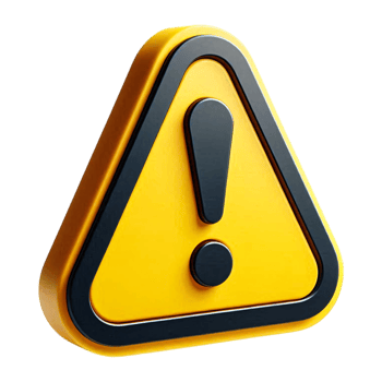 Warning Sign Yellow Triangle 3D Alert Icon with Exclamation Mark on Transparent Background png