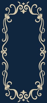 Vintage decorative frame, beige luxury on dark blue background. vector