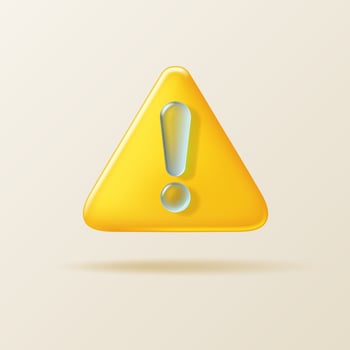 Yellow triangle risk and danger warning attention sign with dark glass transparent exclamation mark. vector