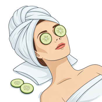 Woman with Wrapped Head and Spa Eyes png