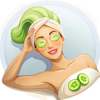Cartoon Girl with Skincare Routine png