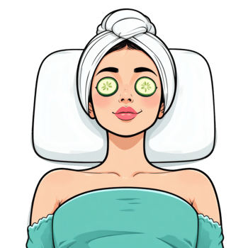 Woman Relaxing with Beauty Treatment png