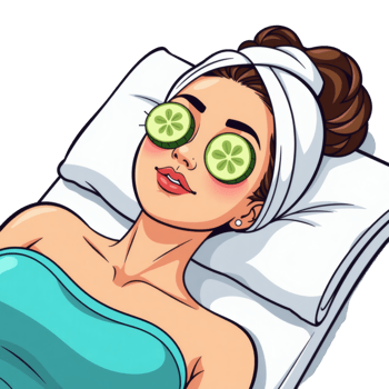 Resting Woman with Cucumber Slices png