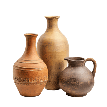 Traditional clay pottery collection for home decoration and craft png