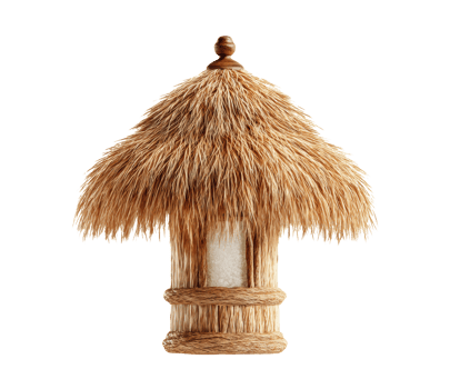 Decorative straw hut design for a rustic home decor style png