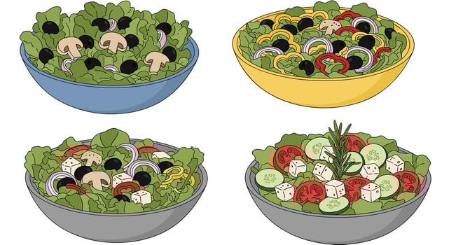 Delicious Garden Salad Ideas An Array of Colors and Textures in One Bowl vector
