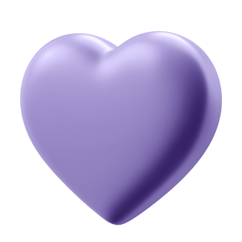 Cute floating lilac heart 3D render on transparent background. png