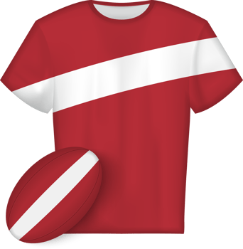 Latvia rugby jersey with rugby ball png