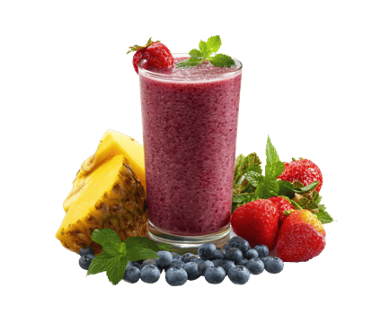 Refreshing berry and pineapple smoothie with fresh fruits png