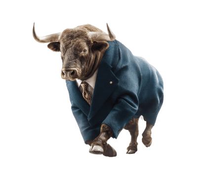 Business bull in formal attire showcasing confidence and uniqueness png