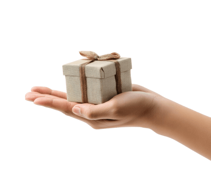 Small gift box held in hand for special occasions or celebrations png