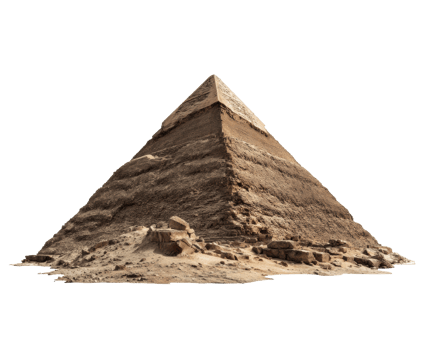 Ancient pyramid structure in a desert landscape under clear sky png
