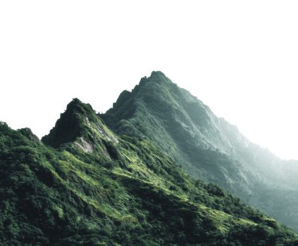 Majestic mountain peak surrounded by lush greenery in daylight png