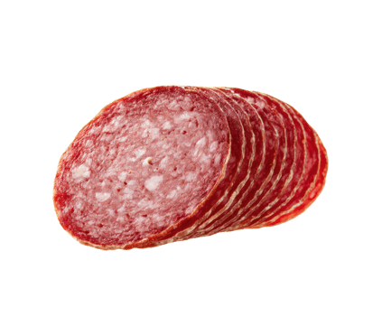 Neatly arranged slices of delicious cured meat png