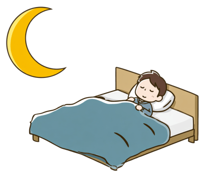Peaceful dreams at night with a sleeping child under a blanket png