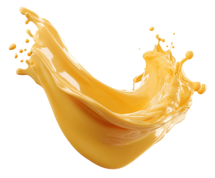 Vibrant splash of orange liquid with dynamic motion and energy png